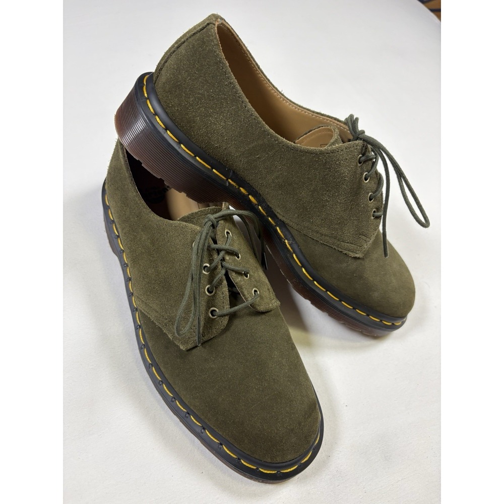 Dr Martens Smiths Olive Green Suede 4-Eye Derby Mens 7 Womens 8 NWOB LA004